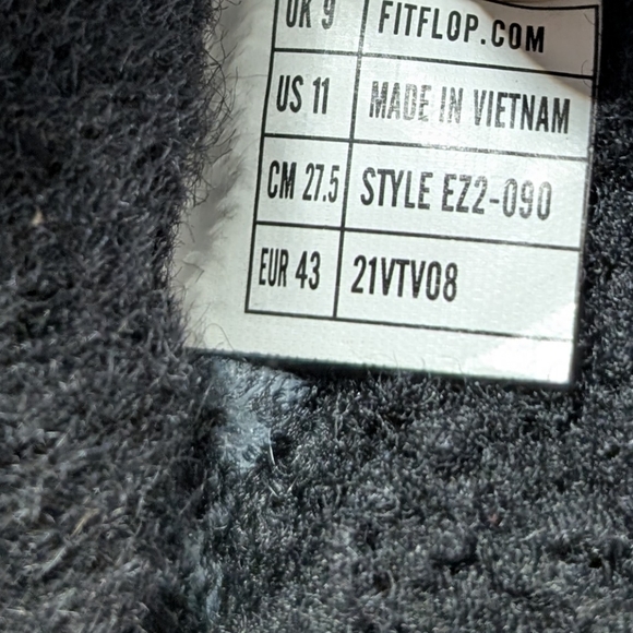 FitFlop Shuv Womens Sandals Two Bar Shearling Slippers Black Slide Size 11 Fuzzy - Picture 11 of 11